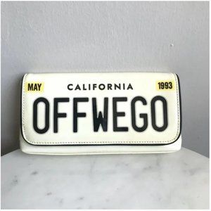 Kate Spade road trip California license plate OFF WE GO clutch bag purse